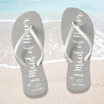 Maid of Honor Wedding Favor Name Monogram Grey Flip Flops<br><div class="desc">Surprise your Maid of Honor with these fun flip flops - personalize with her name or monogram and your wedding date. The background color can easily be changed to match the wedding colors. Makes a perfect bridal party favor - something she can wear during the wedding or on the dance...</div>