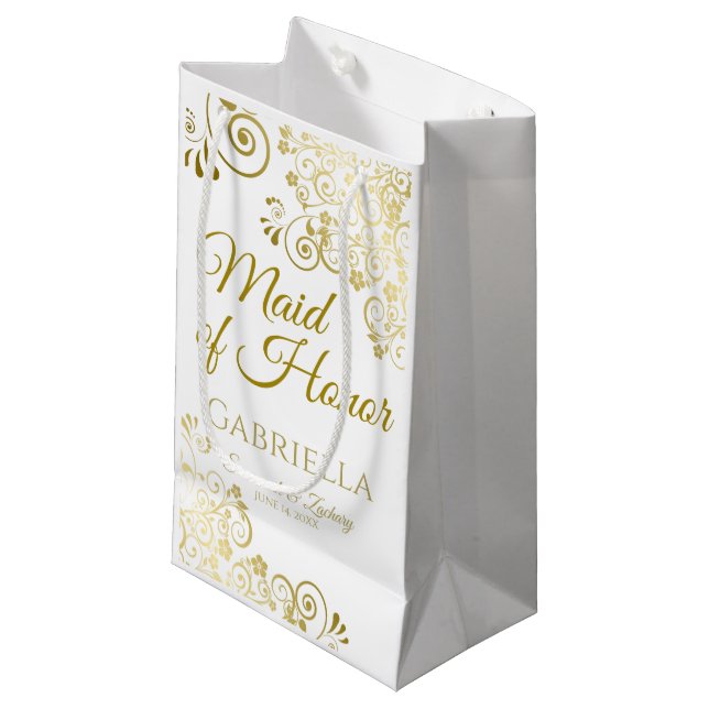 Maid of Honor Wedding Gift Bag Small (Front Angled)