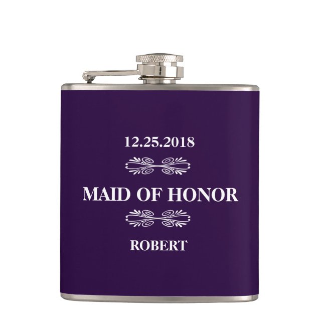 Maid of Honor Wedding Hip Flask (Front)