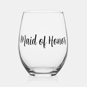 Maid of Honor Wedding Stemless Wine Glass