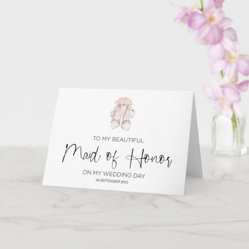 Maid of Honor Wedding Thank You Gift From Bride Card
