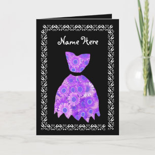 MAID OF HONOR Wedding Thank You PURPLE Gown Card