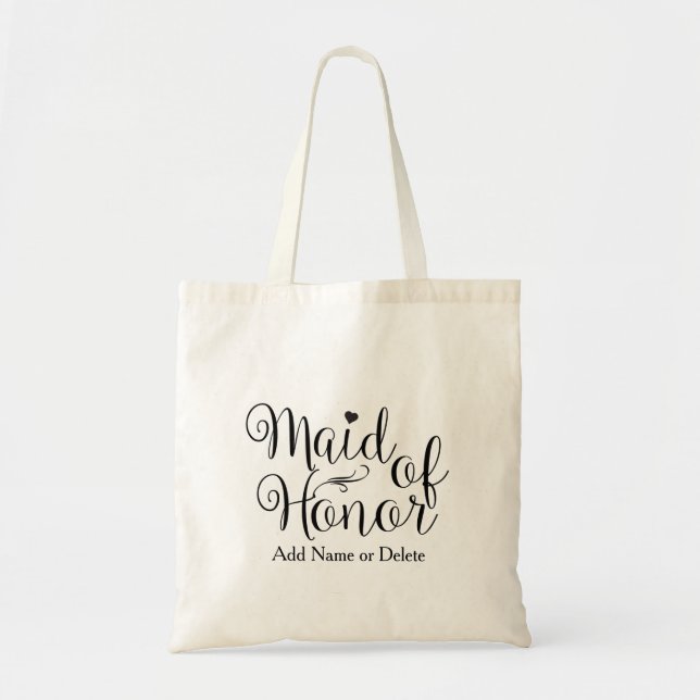 Maid of Honor Wedding Tote Budget Canvas Tote Bag (Front)