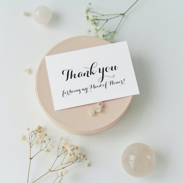 Maid of Honor White Wedding Thank You Foil Card (In Situ Wedding)