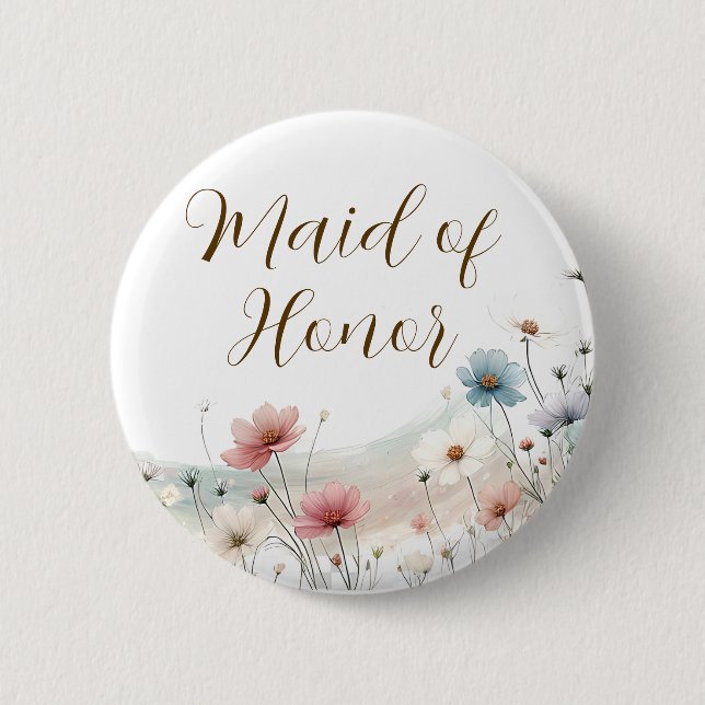 Maid of Honor | Wildflower Bridal Shower Button (Front)