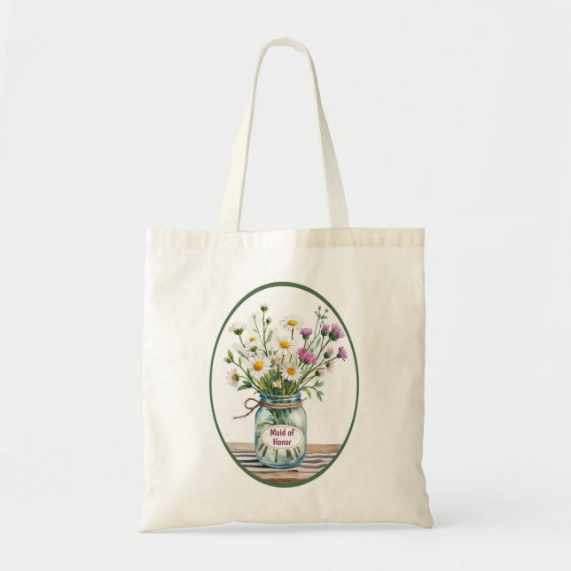 Maid of Honor Wildflowers in Mason Jar Tote Bag (Front)