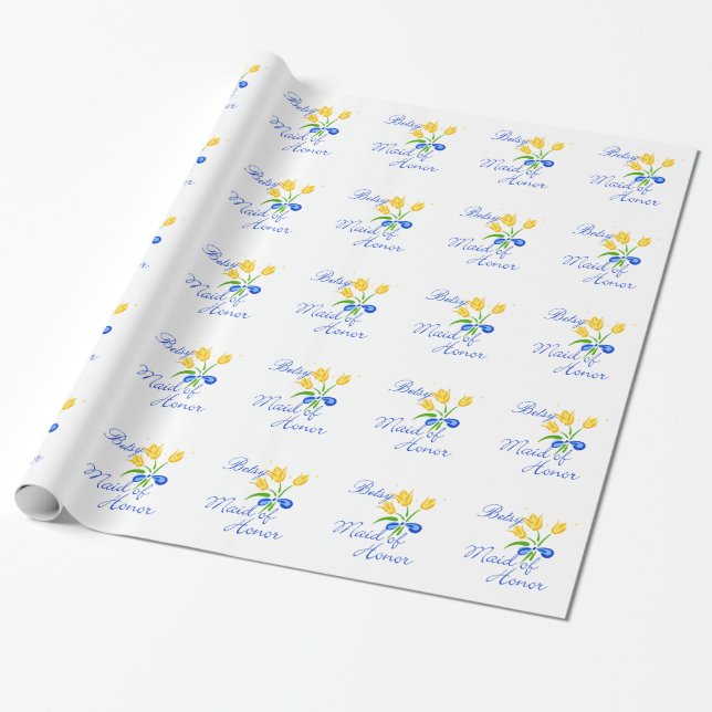 Maid of Honor with Yellow Tulips Wrapping Paper (Unrolled)