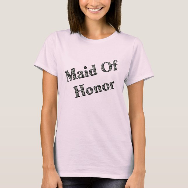 Maid Of Honor Zebra Pattern Wedding Party T-Shirt (Front)
