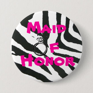 Maid of Honor Zebra Pinback Button