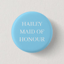 MAID OF HONOUR HONOR BADGE BUTTON PIN WEDDING