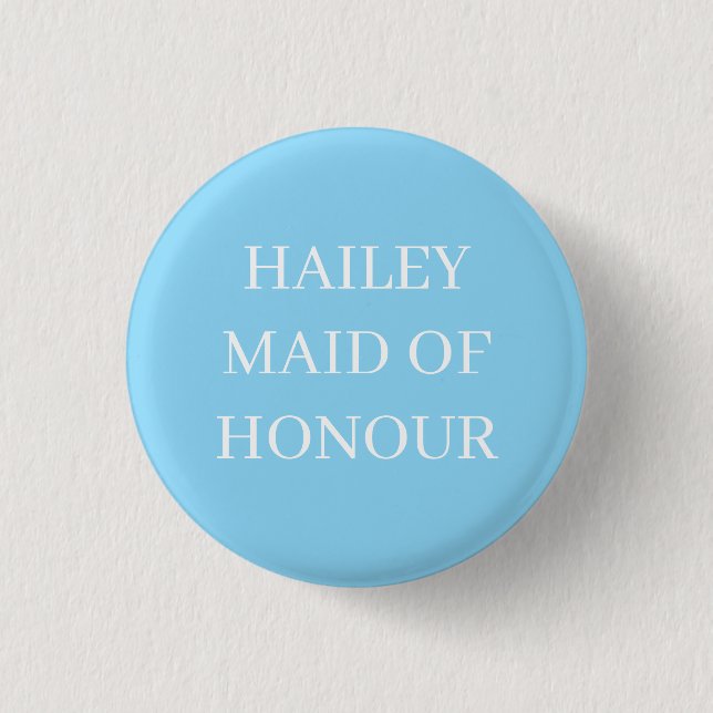 MAID OF HONOUR HONOR BADGE BUTTON PIN WEDDING  (Front)