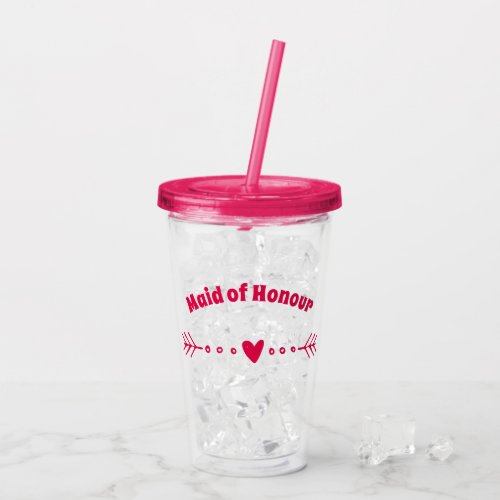Maid of Honour _ Hot Pink Bachelorette Party Acrylic Tumbler