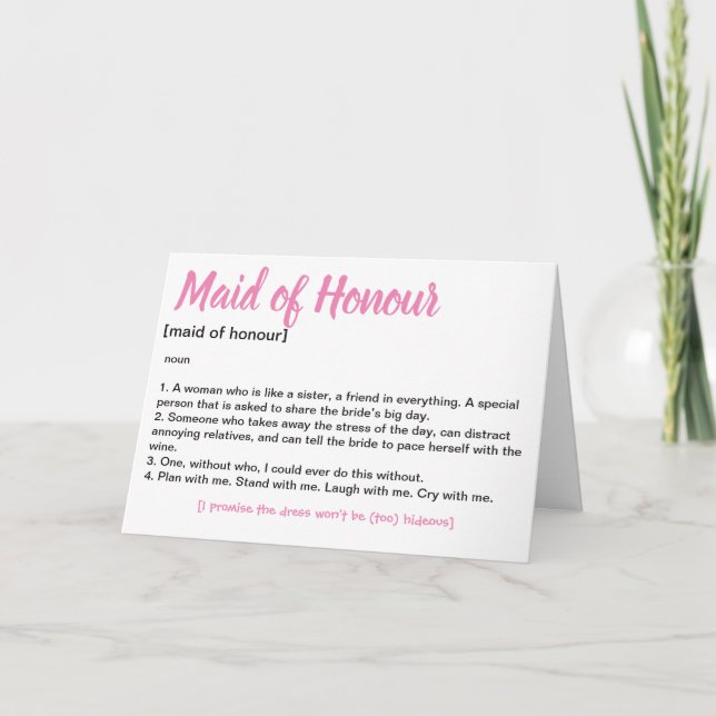 Maid of honour proposal invitation (Front)