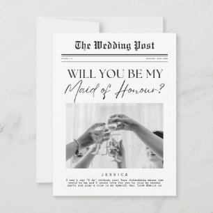 Maid of Honour Proposal, UK Customizable Newspaper Postcard