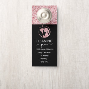 Maid Rose Pink Cleaning Service Door Hanger