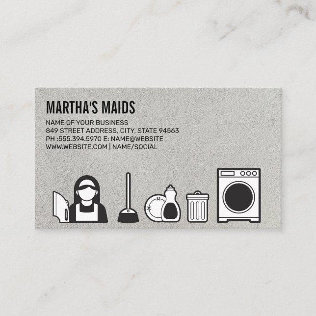 Maid Service | Cleaning Services Business Card (Front)