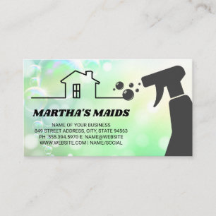 Maid Service Cleaning Spray Bubbles Business Card