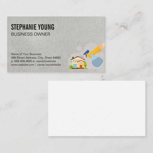 Maid Service | Cleaning Spray House Business Card (Front/Back)