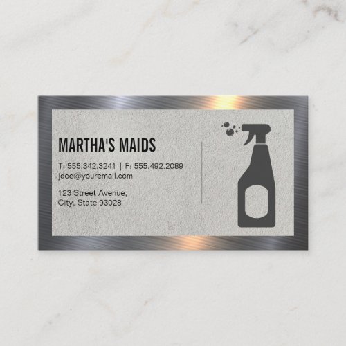 Maid Service  Cleaning Spray  Metal Border Business Card