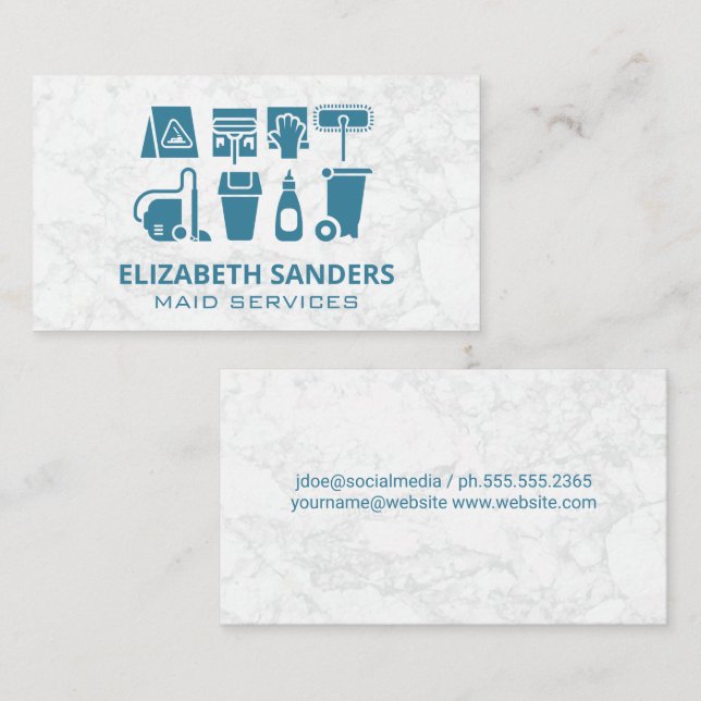 Maid Service Cleaning Supplies Business Card (Front/Back)