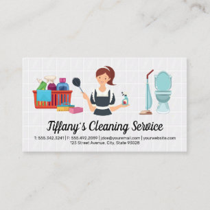Maid Service   Cleaning Supplies Icons Business Card