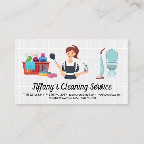 Maid Service  Cleaning Supplies Icons Business Card