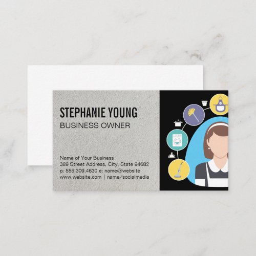 Maid Service  Cleaning Tools Business Card