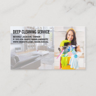 Maid Service Cleaning Woman Smiling Business Card