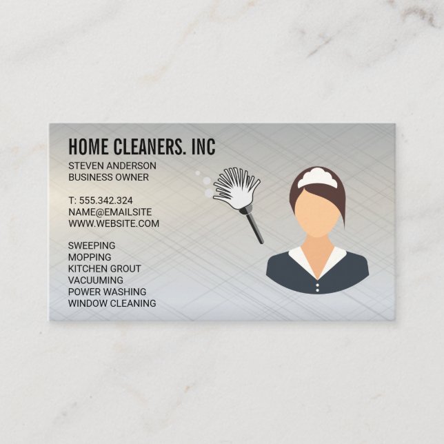 Maid Service | Duster | House Keeping | Metallic Business Card (Front)