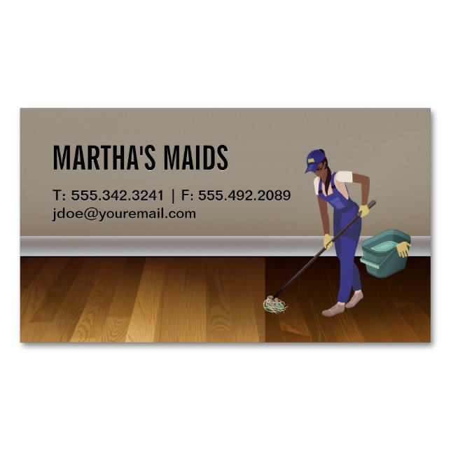 Maid Service | Hardwood Floors Business Card Magnet (Front)