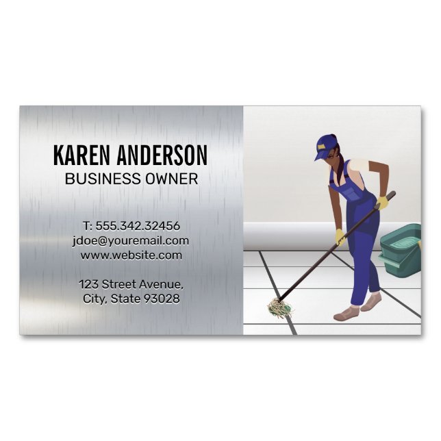 Maid Service | House Cleaning Business Card Magnet (Front)