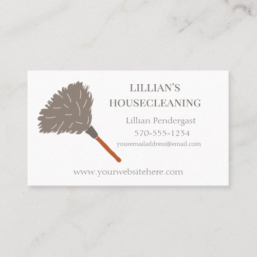 Maid Service Housecleaning Feather Duster Business Card