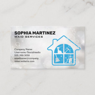 Maid Service Icons   Cleaning Bubbles Business Card