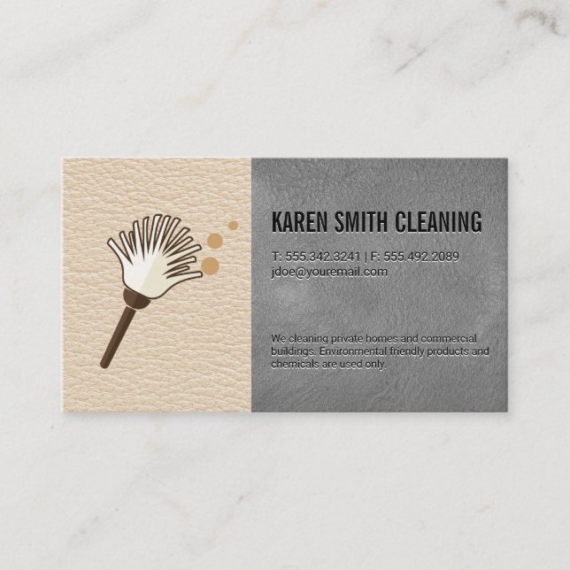 Maid Service | Leather Background Business Card (Front)