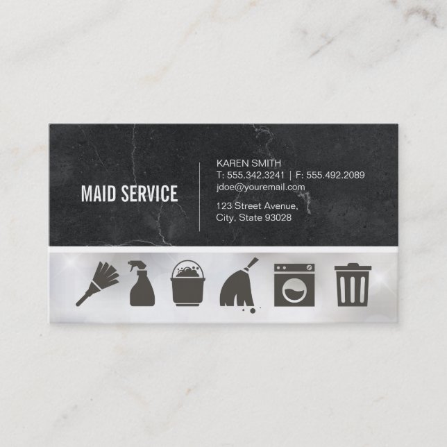 Maid Service | Marble | Cleaning Maid Business Card (Front)