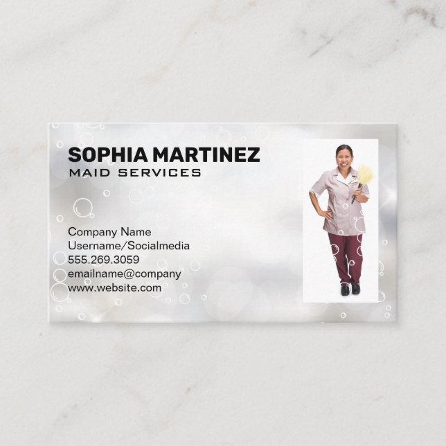 Maid Service | Sparkly Bubbles Business Card (Front)