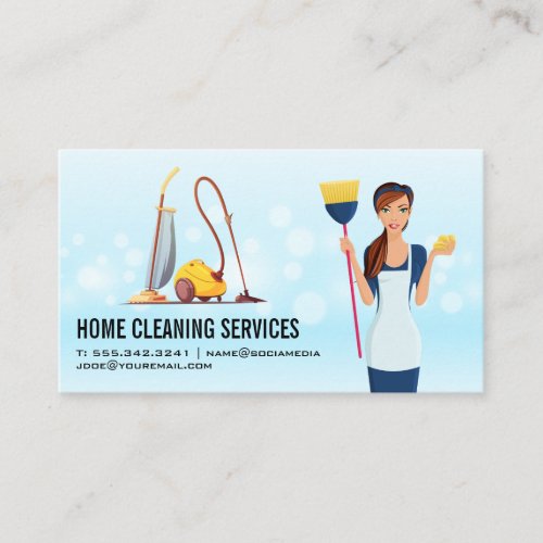 Maid with Broom and Soap Bubbles Business Card