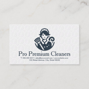 Maid with Broom Cleaner Business Card