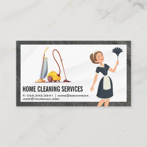 Maid with Broom  Cleaning Supplies Business Card