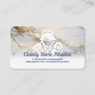Maid with Broom   House Keeping Business Card