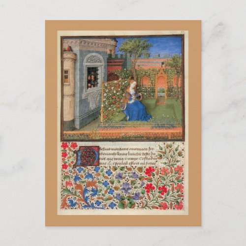 Maiden in  the garden postcard