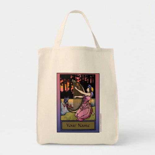 Maiden Playing Harp By The Lake Personalized Tote Bag