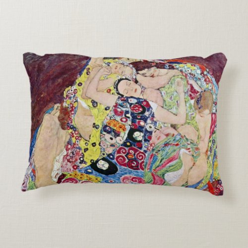 Maiden Virgin Gustav Klimt Vintage Art Nouveau Accent Pillow