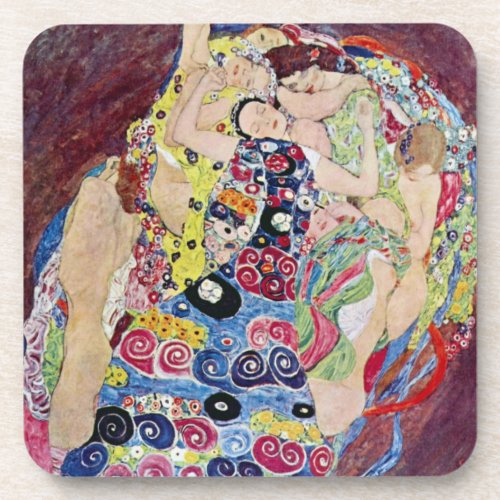 Maiden Virgin Gustav Klimt Vintage Art Nouveau Beverage Coaster