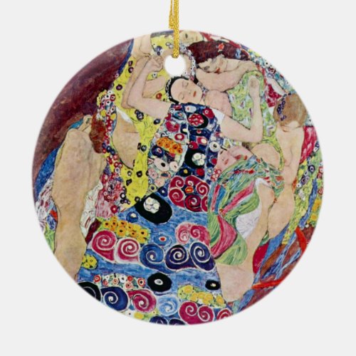 Maiden Virgin Gustav Klimt Vintage Art Nouveau Ceramic Ornament