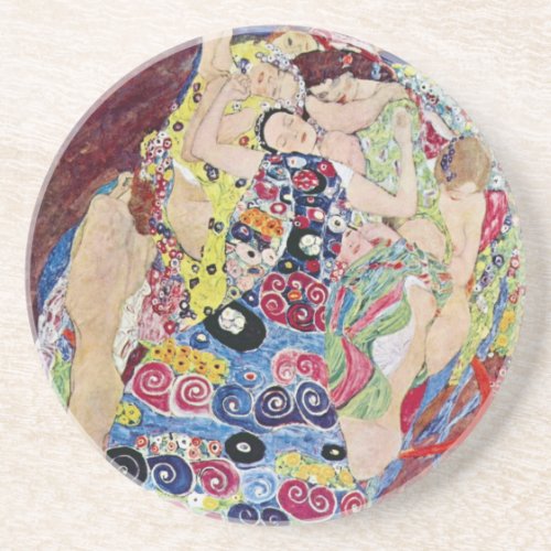 Maiden Virgin Gustav Klimt Vintage Art Nouveau Coaster