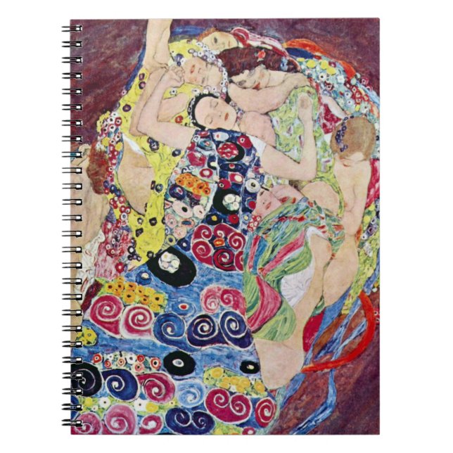 Maiden (Virgin), Gustav Klimt, Vintage Art Nouveau Notebook (Front)