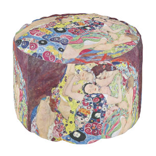 Maiden (Virgin), Gustav Klimt, Vintage Art Nouveau Pouf