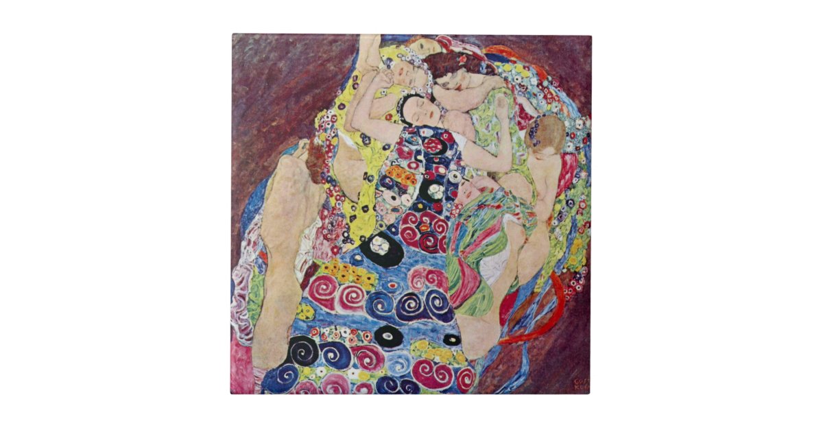 Maiden (Virgin), Gustav Klimt, Vintage Art Nouveau Tile