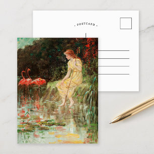 Maiden with Flamingos Frederick Stuart Church Postcard
